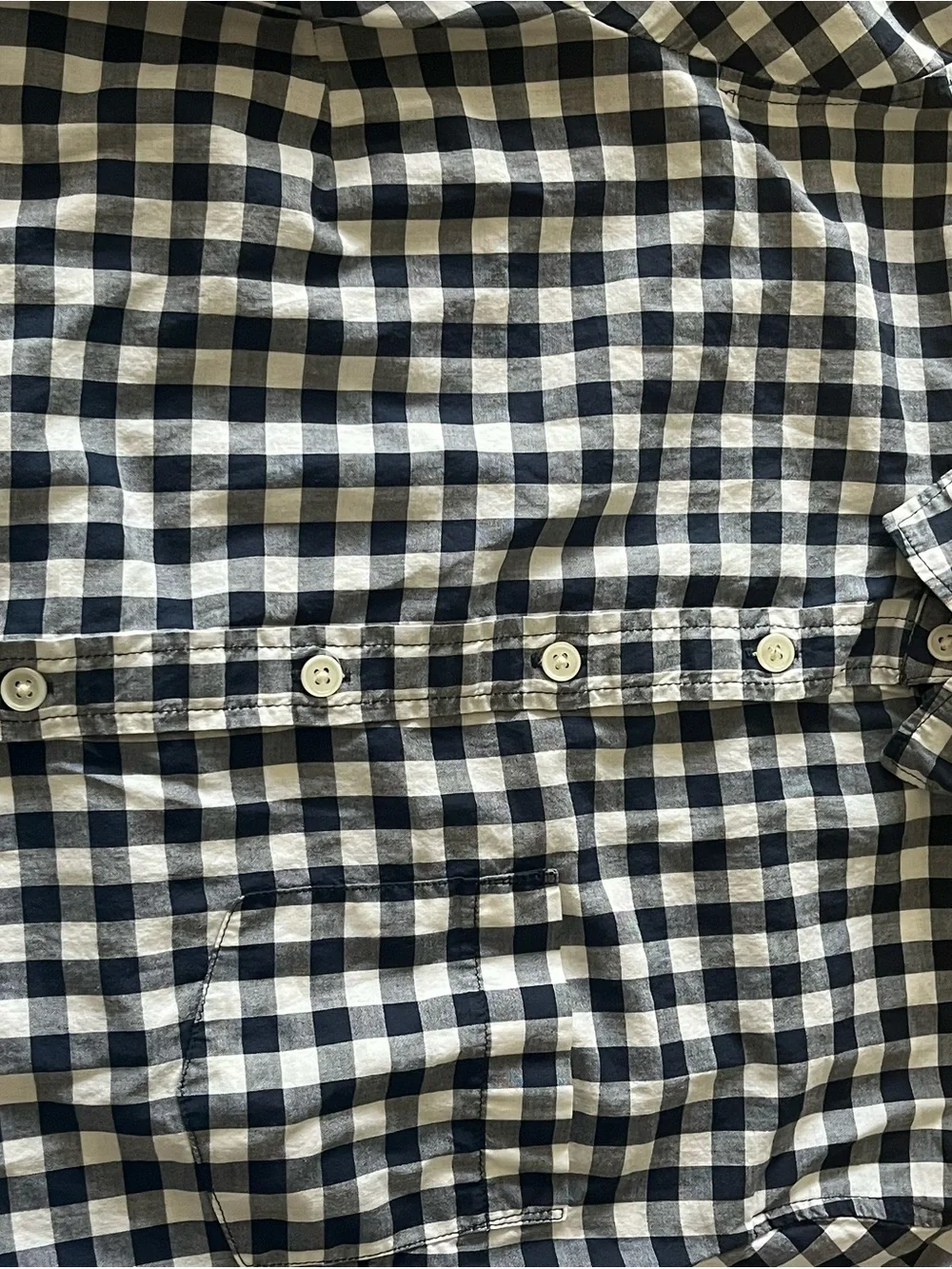 J. Crew Navy and White Gingham Button-Down Shirt in Signature Fit. 100% Cotton.